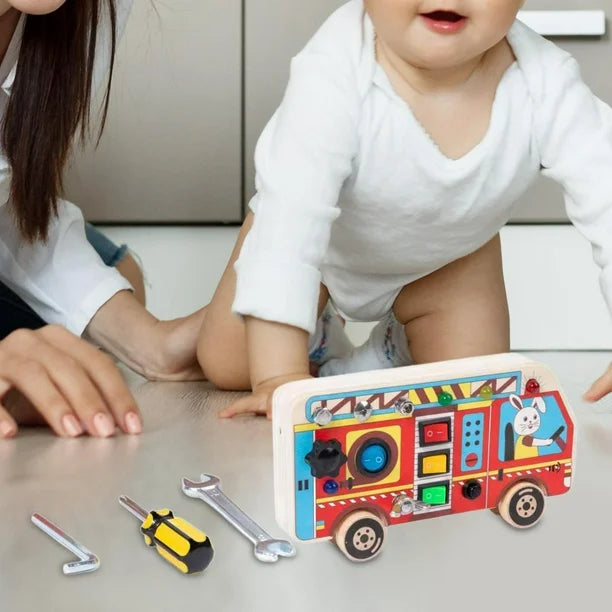 Tableau Montessori - BusyBoardCircuit™ - Autobus scolaire
