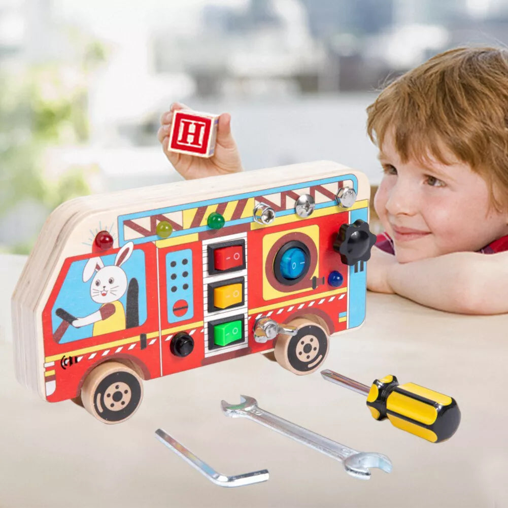 Tableau Montessori - BusyBoardCircuit™ - Autobus scolaire