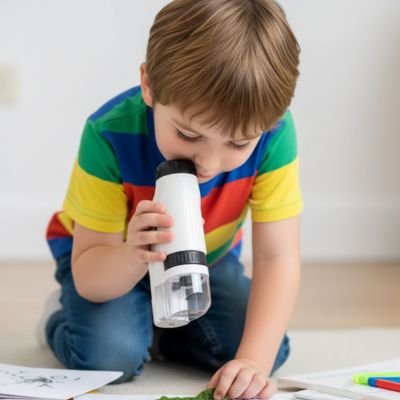 Garcon joue avec Microscope enfant