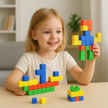 Jeu de construction magnétique | Cubes magnétiques multicolore